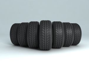 seven black Tyres